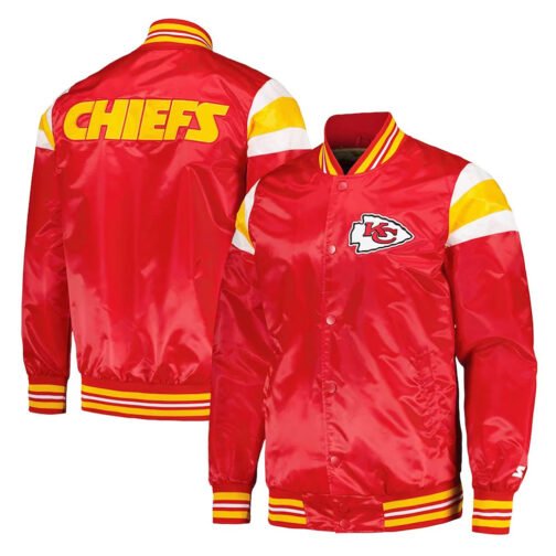 Kansas City Chiefs Red and Gold Varsity Satin Jacket - Image 3
