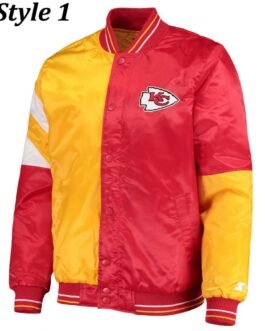 Varsity Kansas City Chiefs Red and Yellow Satin Jacket