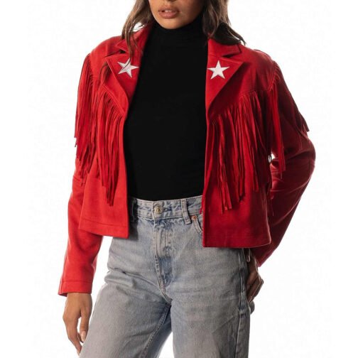 Women’s Kansas City Chiefs Suede Fringe Jacket - Image 3