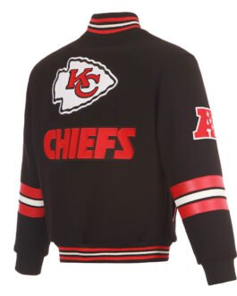 Kansas City Chiefs Striped Black Varsity Wool Jacket
