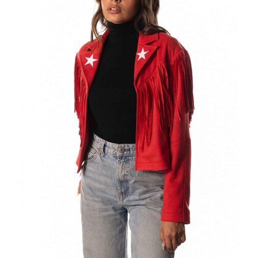 Women’s Kansas City Chiefs Suede Fringe Jacket - Image 6