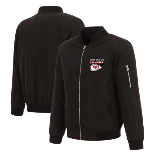 Kansas City Chiefs Super Bowl LVII Champions Nylon Black Bomber Jacket - Image 3