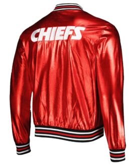 Kansas City Chiefs The Wild Collective Red Metallic Leather Jacket