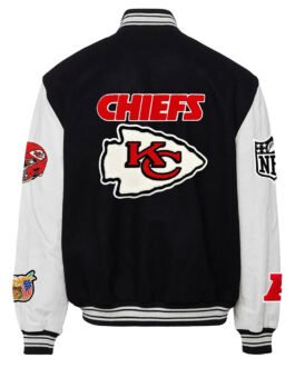 JH Kansas City Chiefs Varsity Black and White Jacket