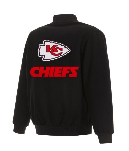 Varsity Kansas City Chiefs Black Wool Jacket - Image 2