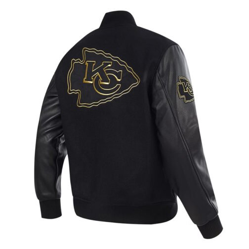 Kansas City Chiefs Full-Zip Black Varsity Jacket - Image 4