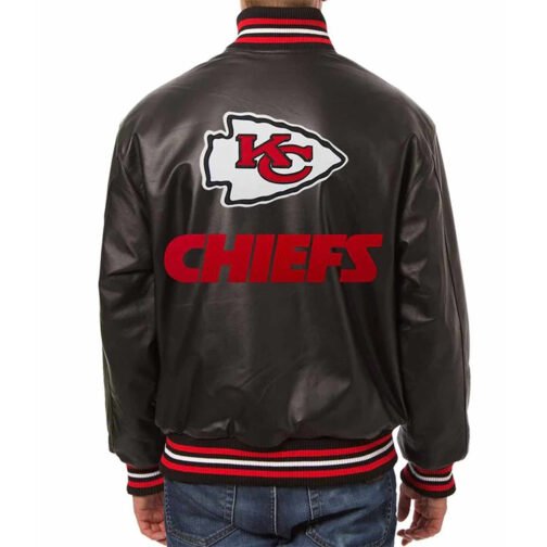 Kansas City Chiefs Varsity Black Leather Jacket - Image 2