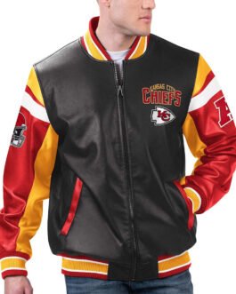 Kansas City Chiefs Black Varsity Full-Zip Leather Jacket