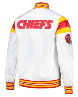 Kansas City Chiefs White Teddy Varsity Satin Jacket