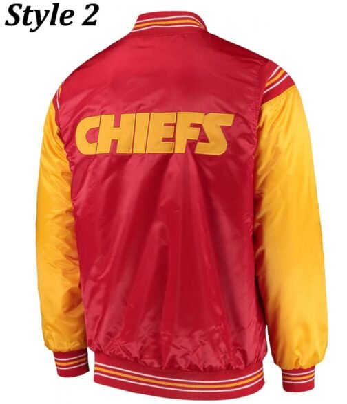 Varsity Kansas City Chiefs Red and Yellow Satin Jacket - Image 4