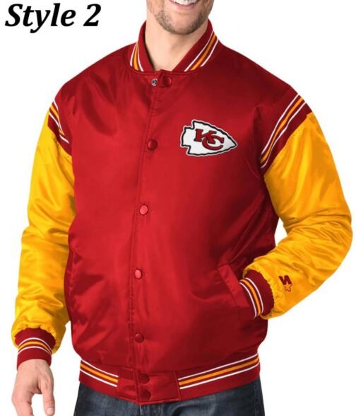 Varsity Kansas City Chiefs Red and Yellow Satin Jacket - Image 8