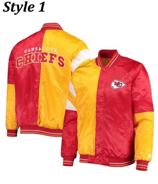 Varsity Kansas City Chiefs Red and Yellow Satin Jacket - Image 5