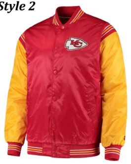 Varsity Kansas City Chiefs Red and Yellow Satin Jacket