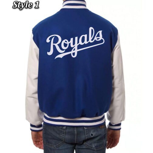 Kansas City Royals Blue and White Letterman Jacket - Image 3