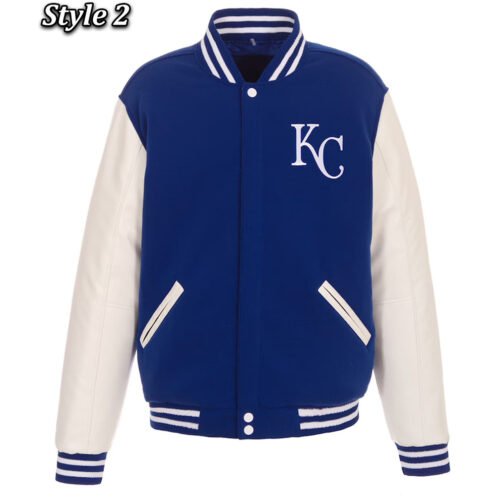 Kansas City Royals Blue and White Letterman Jacket - Image 2