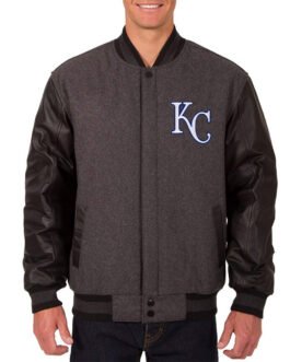 Charcoal/Black Kansas City Royals Varsity Jacket