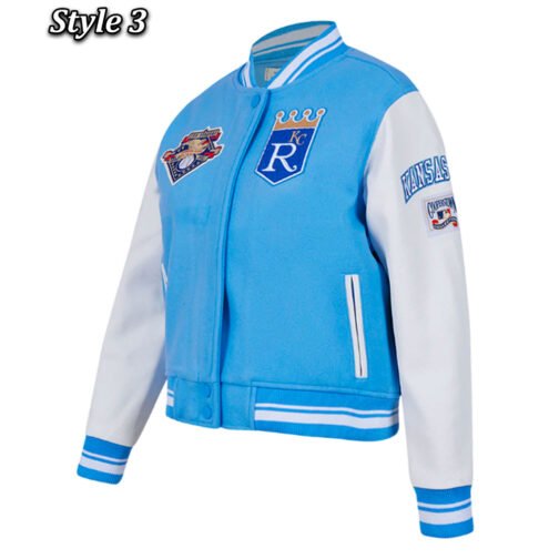 Kansas City Royals Varsity Light Blue and White Jacket - Image 8