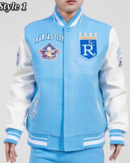 Kansas City Royals Varsity Light Blue and White Jacket