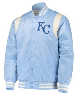 Light Blue/Cream Kansas City Royals Varsity Satin Jacket