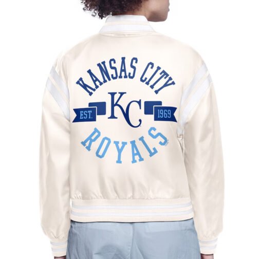 Kansas City Royals Printed Logo Varsity Satin Jacket - Image 4