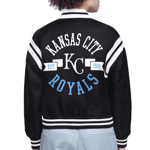 Kansas City Royals Printed Logo Varsity Satin Jacket - Image 3