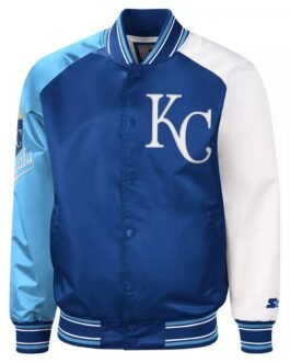 Kansas City Royals Reliever Royal and Light Blue Varsity Satin Jacket