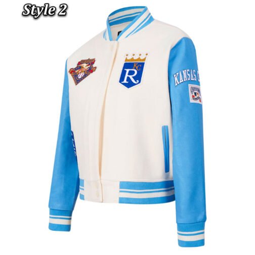 Kansas City Royals Varsity Light Blue and White Jacket - Image 9