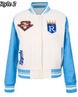 Kansas City Royals Varsity Light Blue and White Jacket