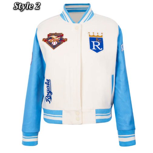 Kansas City Royals Varsity Light Blue and White Jacket - Image 2