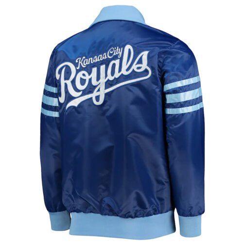 Kansas City Royals The Captain II Royal Varsity Satin Jacket - Image 2