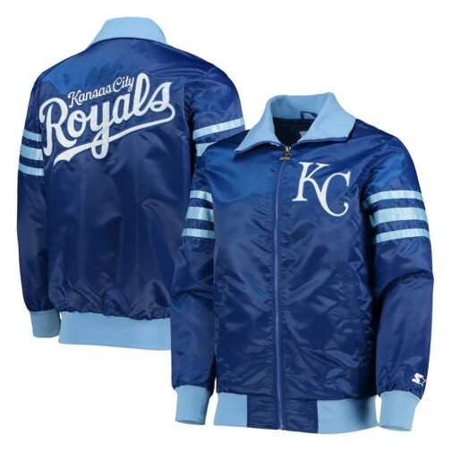 Kansas City Royals The Captain II Royal Varsity Satin Jacket - Image 3