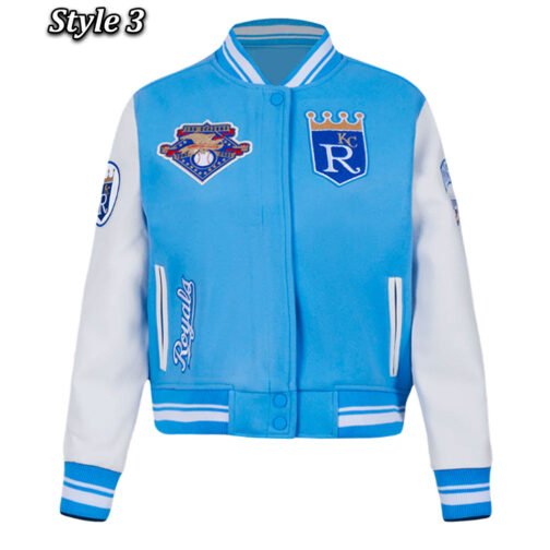 Kansas City Royals Varsity Light Blue and White Jacket - Image 3