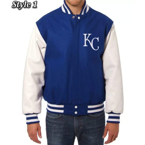 Kansas City Royals Blue and White Letterman Jacket