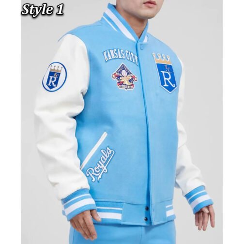 Kansas City Royals Varsity Light Blue and White Jacket - Image 10