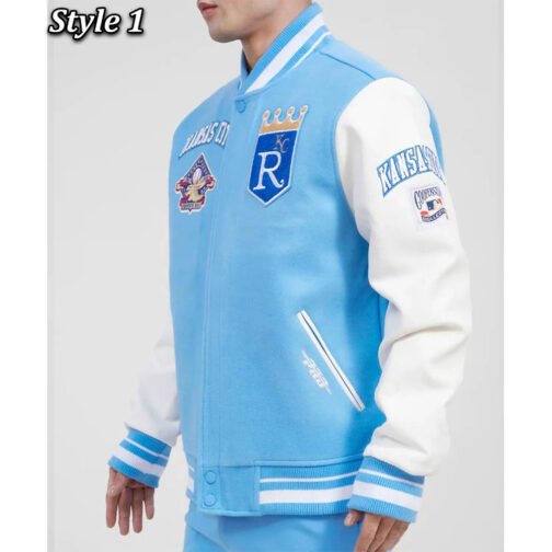 Kansas City Royals Varsity Light Blue and White Jacket - Image 7