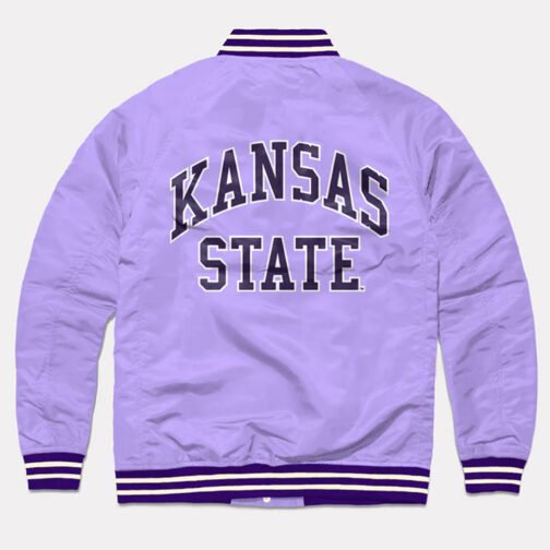 Kansas State Wildcats Lavender Varsity Satin Jacket - Image 2