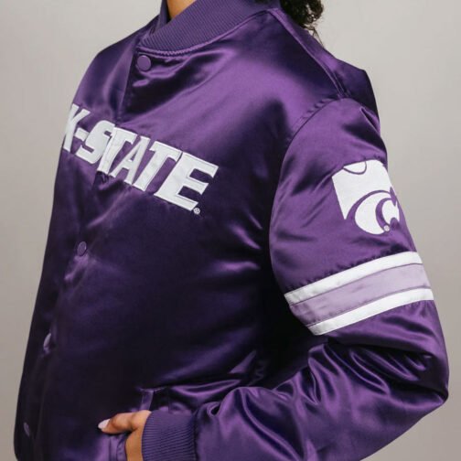 Kansas State Wildcats Striped Purple Bomber Jacket - Image 4