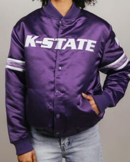 Kansas State Wildcats Striped Purple Bomber Jacket