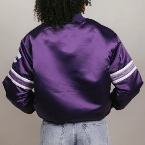 Kansas State Wildcats Striped Purple Bomber Jacket - Image 3