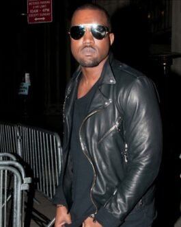 Kanye West Black Leather Motorcycle  Jacket