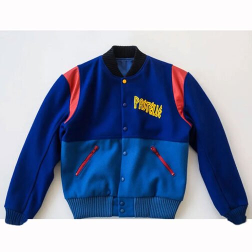 Kanye West Pastelle Varsity Blue Wool Jacket - Image 8