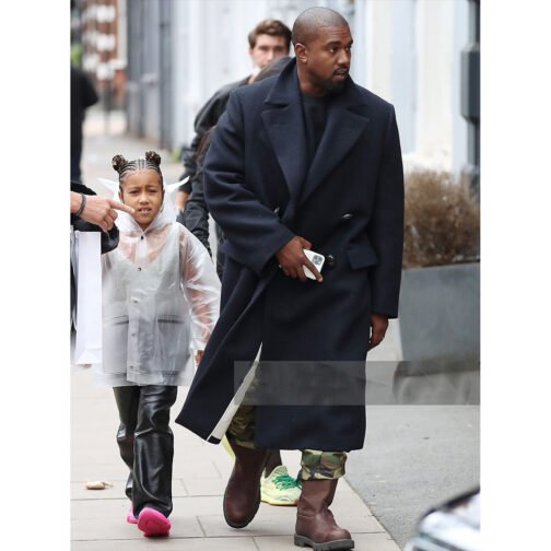 Kanye West Navy Double Breasted Coat - Image 4