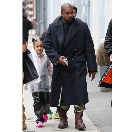 Kanye West Navy Double Breasted Coat