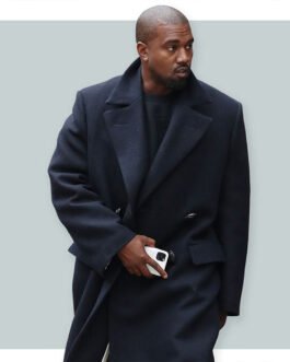 Kanye West Navy Double Breasted Coat