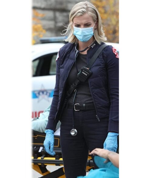 Chicago Fire Kara Killmer Bomber Blue Jacket - Image 4