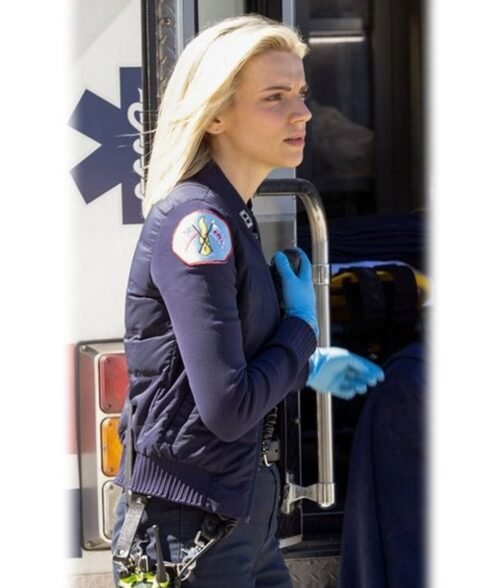 Chicago Fire Kara Killmer Bomber Blue Jacket - Image 6