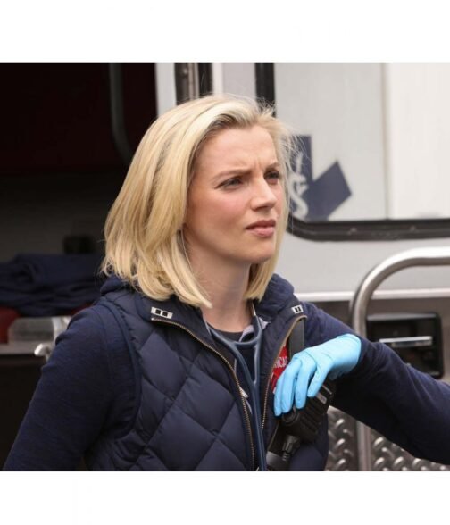 Kara Killmer Chicago Fire Puffer Blue Vest - Image 2