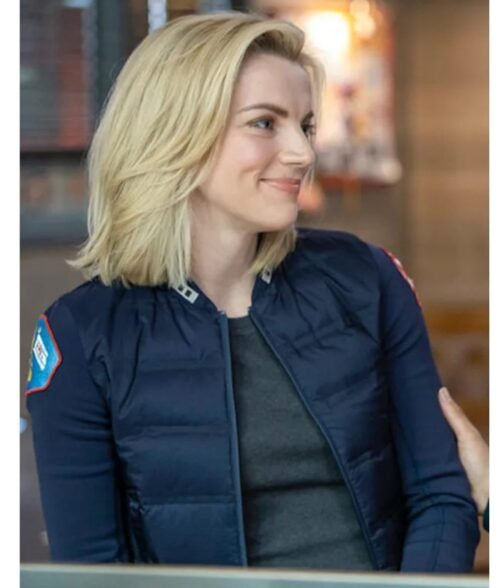 Chicago Fire Kara Killmer Bomber Blue Jacket - Image 3