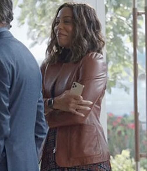 Karen Pittman The Morning Show Brown Leather Blazer - Image 6