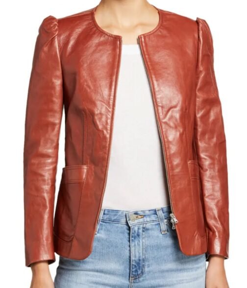 Karen Pittman The Morning Show Brown Leather Blazer - Image 4